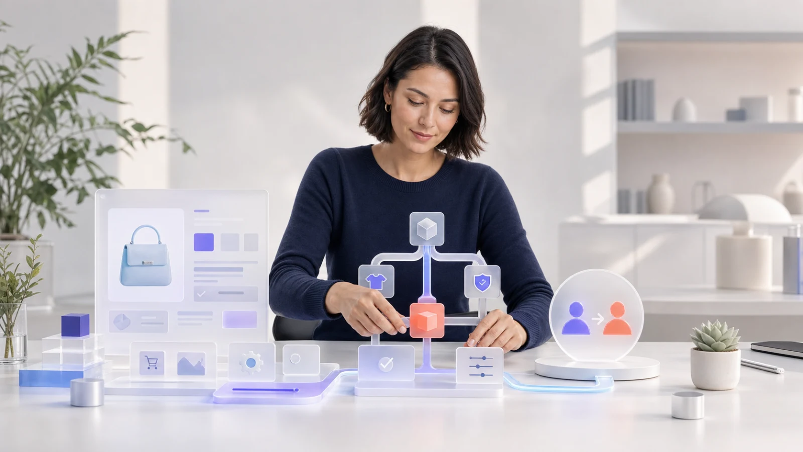 An ecommerce operator connecting storefront development, managed AI, and customer support in one workspace